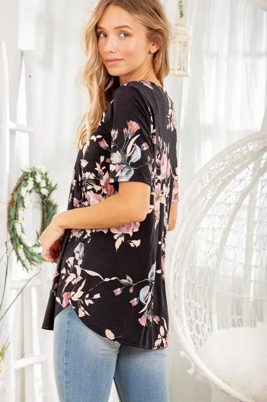 Heimish Full Size Crisscross Neck Floral Babydoll Top Plus Size - Love Salve